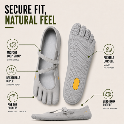 Women's Separated Toe Trail Runners – Minimal Sole Hiking Footwear for Creek Paths & Forest Walks