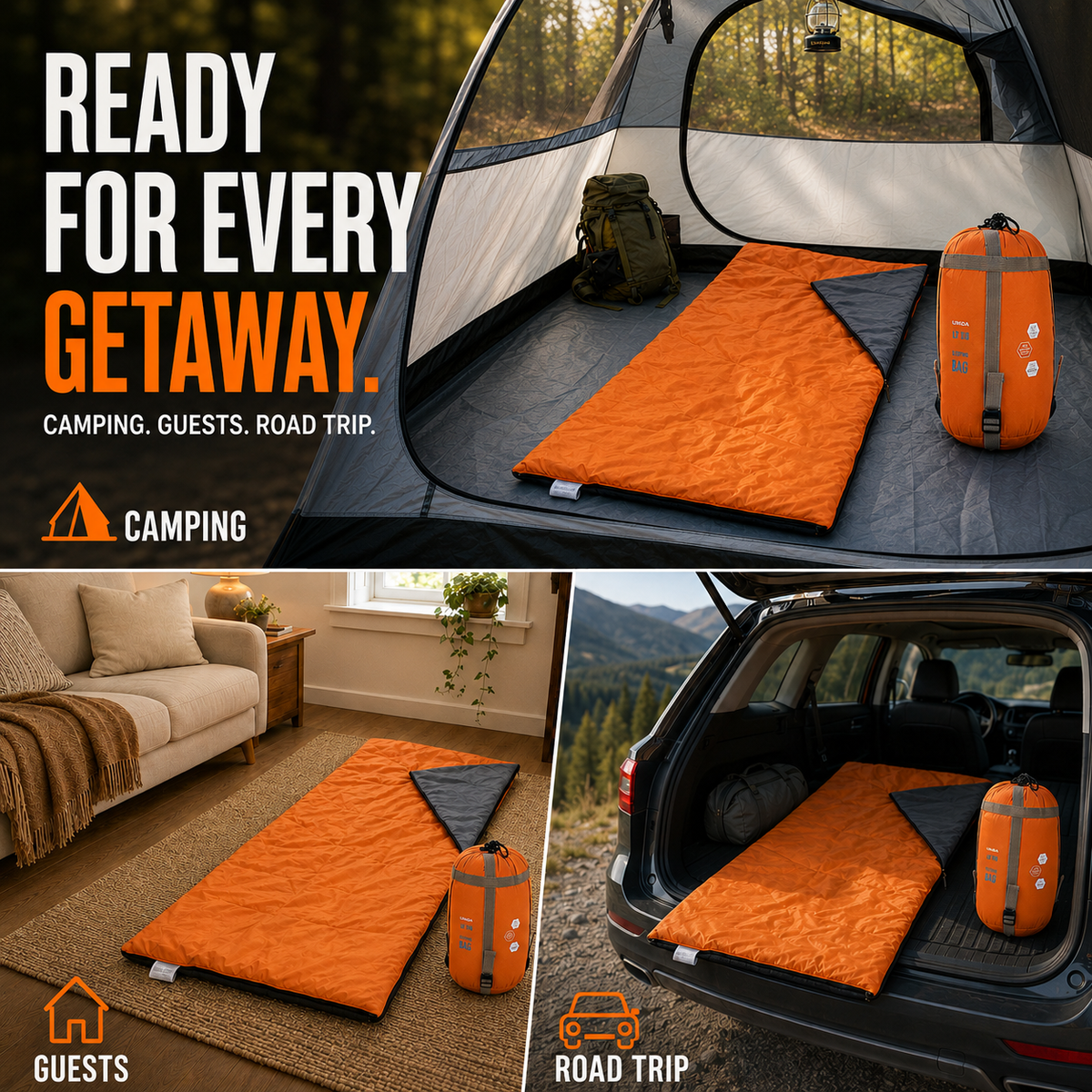 Lightweight Camping Sleep Sack with Compression Carry Bag for Backpacking & Hiking Trips