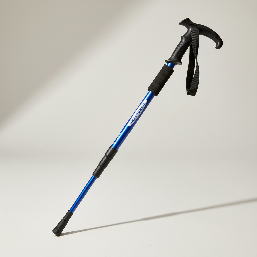 Collapsible Hiking Pole 4-Section Adjustable Trekking Stick Aluminum Alloy Lightweight Walking Staff Ergonomic T-Handle for Mountain Trails