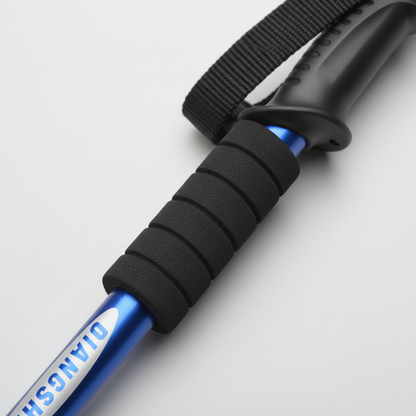 Collapsible Hiking Pole 4-Section Adjustable Trekking Stick Aluminum Alloy Lightweight Walking Staff Ergonomic T-Handle for Mountain Trails