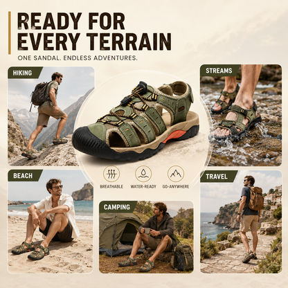 Men's Quick-Dry Sport Sandals with Adjustable Straps for Hiking, Water Sports & Beach
