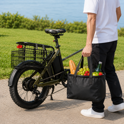 Collapsible Wire Bicycle Cargo Carrier with Waterproof Liner – Front or Rear Mount for Errands, Groceries & Pets