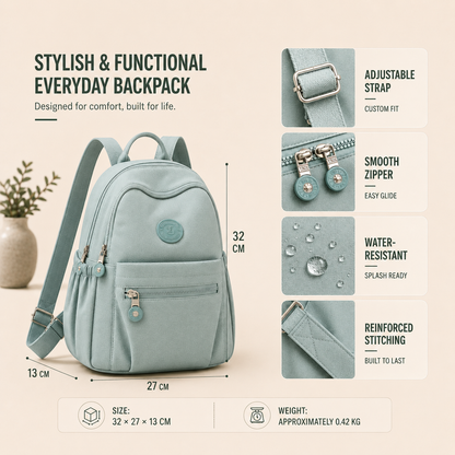 Compact Nylon Daypack with Anti-Theft Zippers – 11L Travel-Ready Mini Backpack for Commuting, School & Daily Errands
