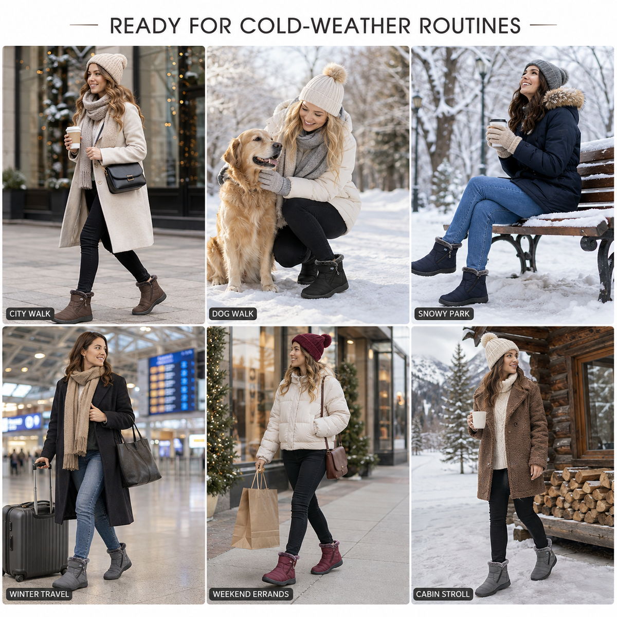 Women's Insulated Waterproof Ankle Boots with Side Zip & Anti-Slip Sole for Cold Weather Walking