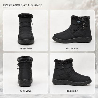 Women's Insulated Waterproof Ankle Boots with Side Zip & Anti-Slip Sole for Cold Weather Walking