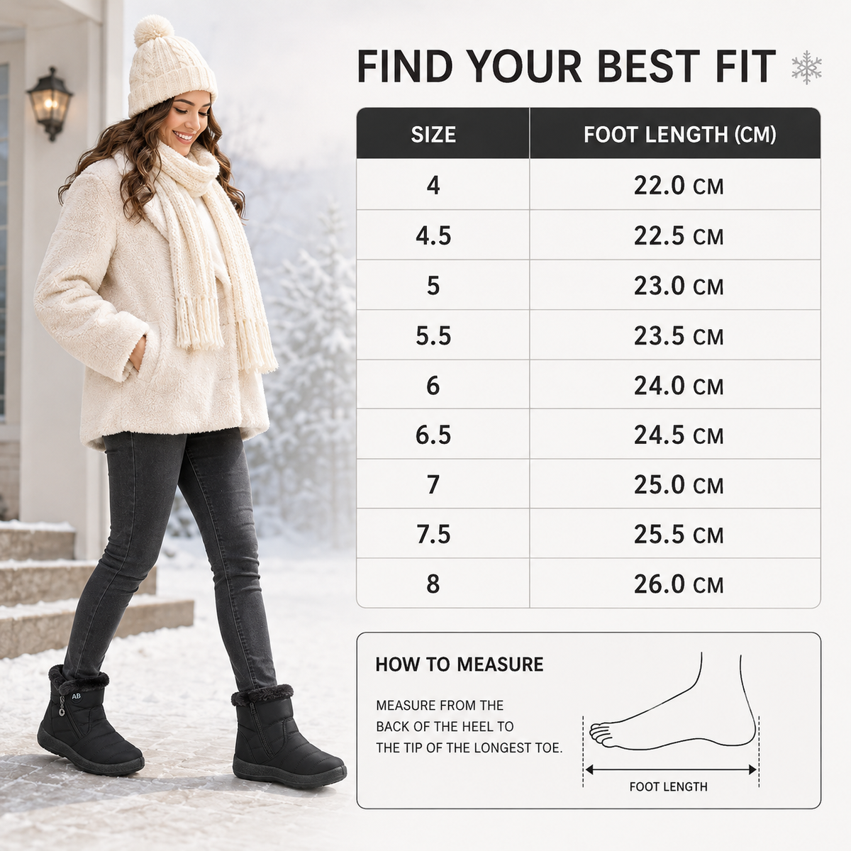 Women's Insulated Waterproof Ankle Boots with Side Zip & Anti-Slip Sole for Cold Weather Walking