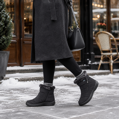 Women's Insulated Waterproof Ankle Boots with Side Zip & Anti-Slip Sole for Cold Weather Walking