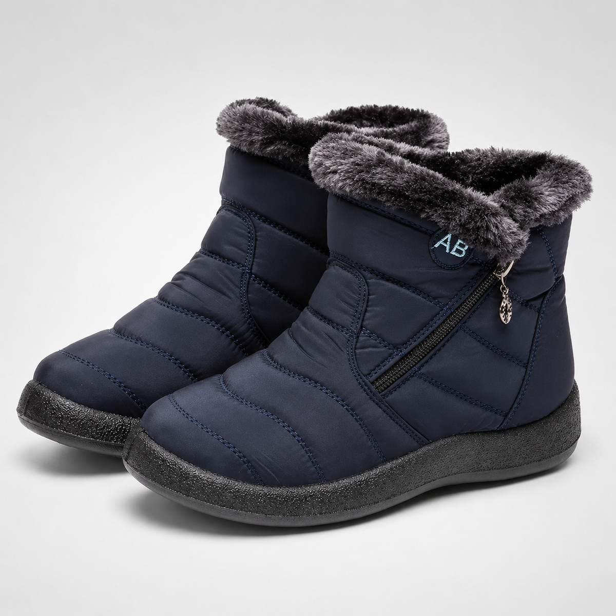 Women's Insulated Waterproof Ankle Boots with Side Zip & Anti-Slip Sole for Cold Weather Walking