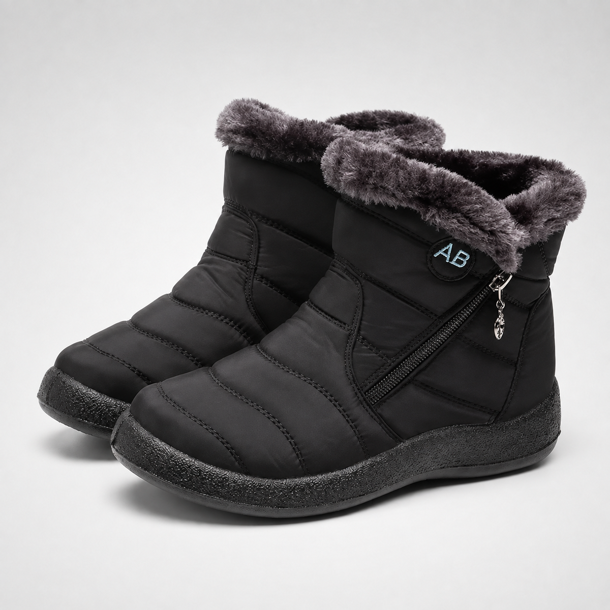 Women's Insulated Waterproof Ankle Boots with Side Zip & Anti-Slip Sole for Cold Weather Walking