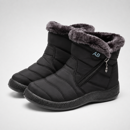 Women's Insulated Waterproof Ankle Boots with Side Zip & Anti-Slip Sole for Cold Weather Walking