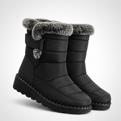 Women's Waterproof Snow Boots with Plush Lining and Non-Slip Sole for Winter | Ankle-High Velcro Closure Insulated Footwear
