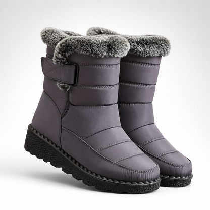 Women's Waterproof Snow Boots with Plush Lining and Non-Slip Sole for Winter | Ankle-High Velcro Closure Insulated Footwear