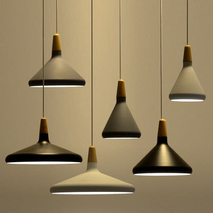 Hanging Drop Ceiling Fixture Wood Metal Shade Adjustable Cord 7-15 inch Diameter for Kitchen Island Dining Room E26 Socket Modern Farmhouse
