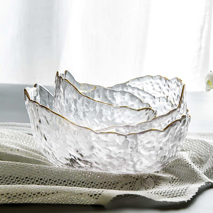 Norwegian Design Glass Serving Bowls with Gold Inlaid Edges
