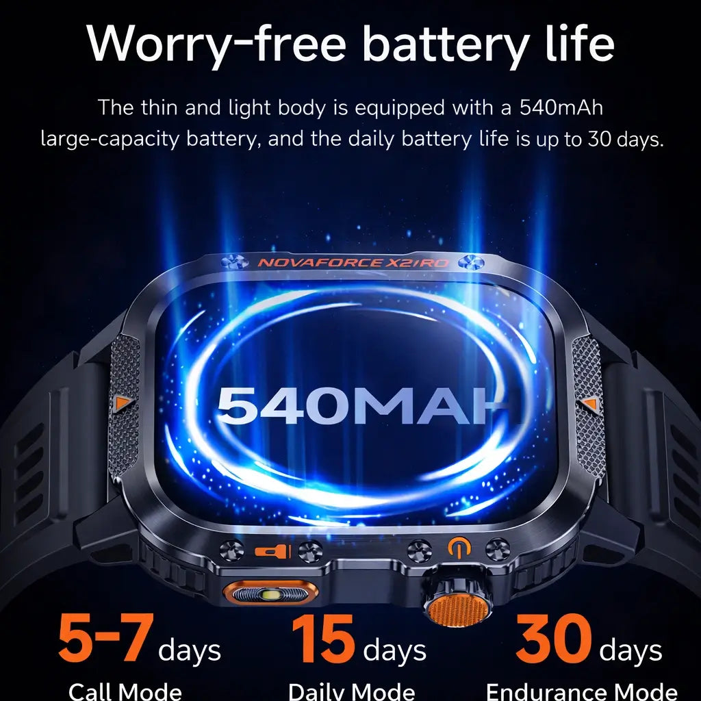 NovaForce X2 Pro | Rugged GPS Smartwatch with 100+ Sports Modes | Multi-Satellite Navigation for Active Lifestyles
