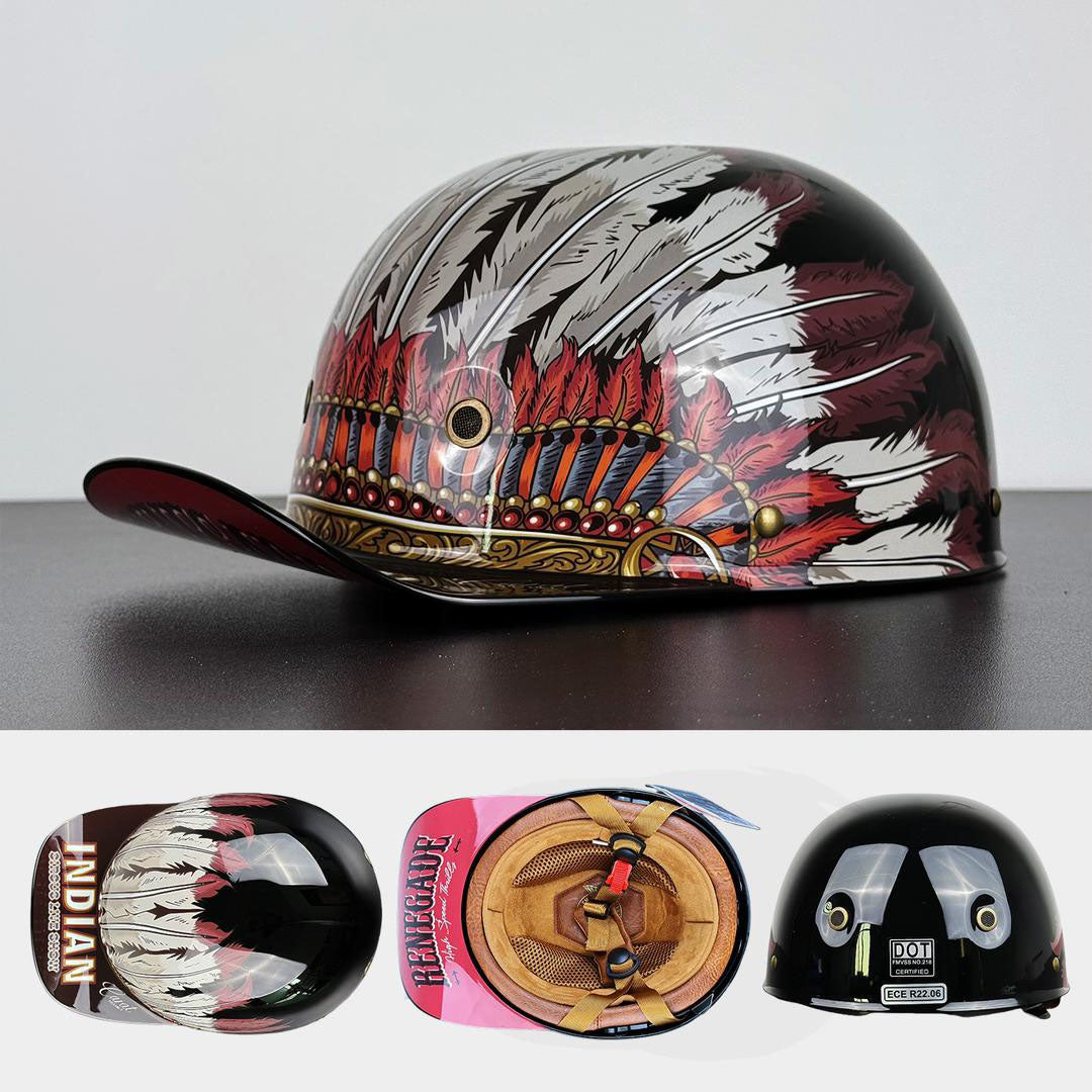 Half-Shell Motorcycle Helmet DOT ECE Certified ABS Cap-Style Urban Street Bike Riding Headgear with Removable Sun Visor & Quick-Release