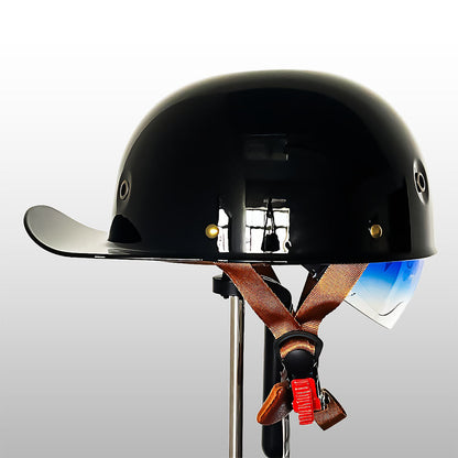 Half-Shell Motorcycle Helmet DOT ECE Certified ABS Cap-Style Urban Street Bike Riding Headgear with Removable Sun Visor & Quick-Release