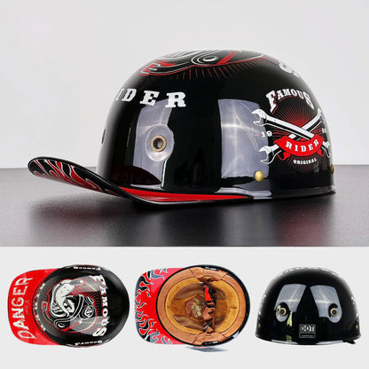 Half Helmet, Lightweight Motorcycle Helmet with ABS Shell, DOT and ECE Certified Open Face Helmet with Visor