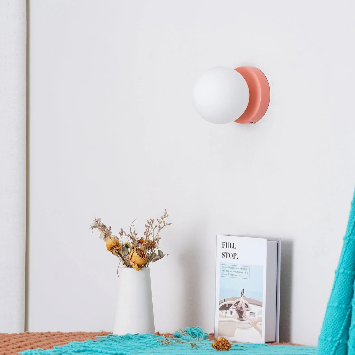 Compact Glass Sconce Light 3.9 in White Accent Fixture Bedside Hallway Nordic Minimalist G9 LED Downlight Indoor Mounted