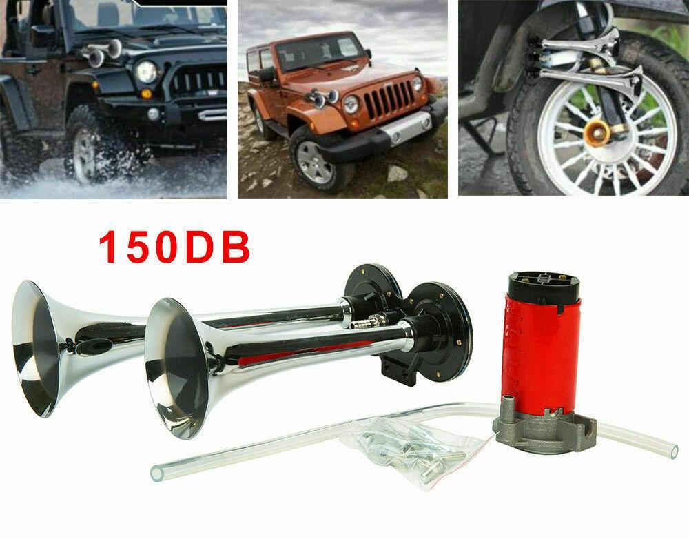Power Horns | 150 DB Dual Trumpet Air Horn with Compressor | Loud Sound for Trucks and Vehicles