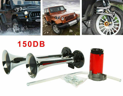 Power Horns | 150 DB Dual Trumpet Air Horn with Compressor | Loud Sound for Trucks and Vehicles