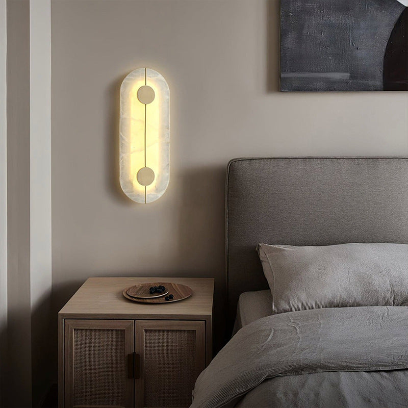 Marble Sconce Light 17 in LED Fixture Bedroom Hallway Reading Nook Vertical Modern Ambient Lighting for Quiet Spaces