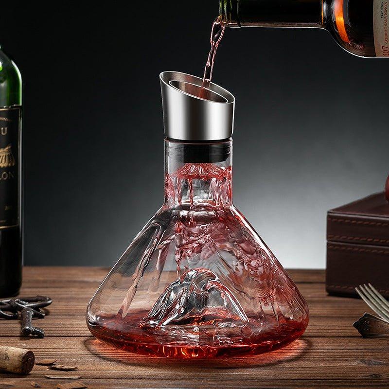 Waterfall-Style Glass Wine Aerator Decanter for Red & White Wine Tasting, Hand-Blown Crystal Pourer for Dinner Parties & Home Bar
