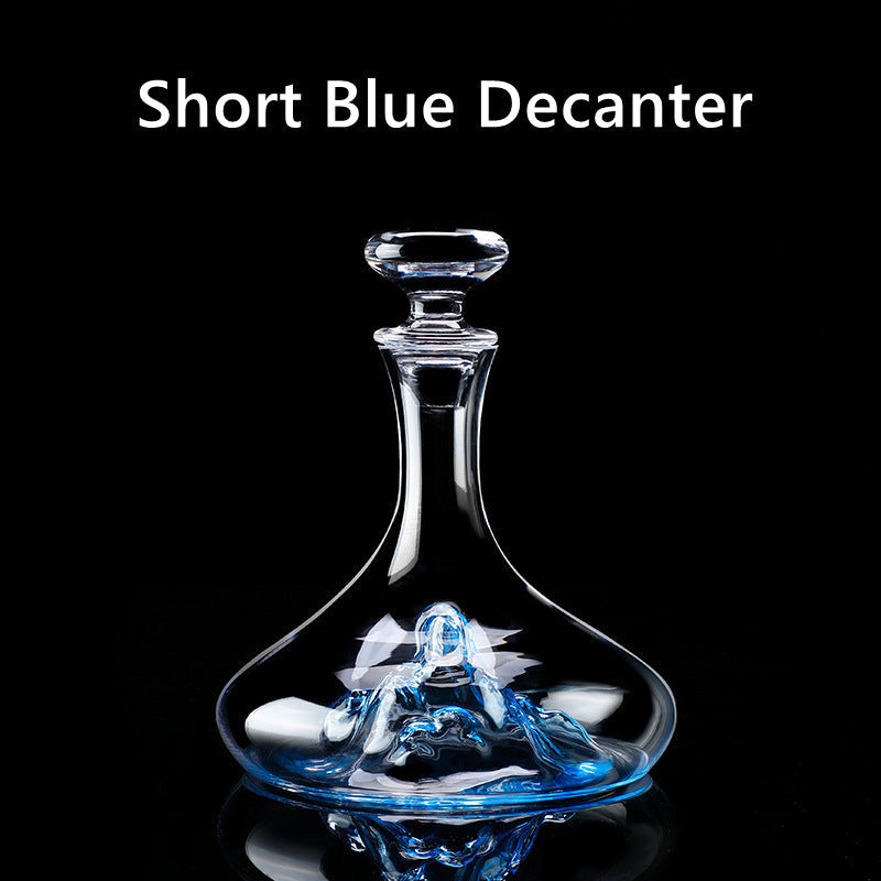 Hand-Painted Stemmed Aerating Decanter & Glassware Set for Red Wine Service | Home Bar & Dining Collection