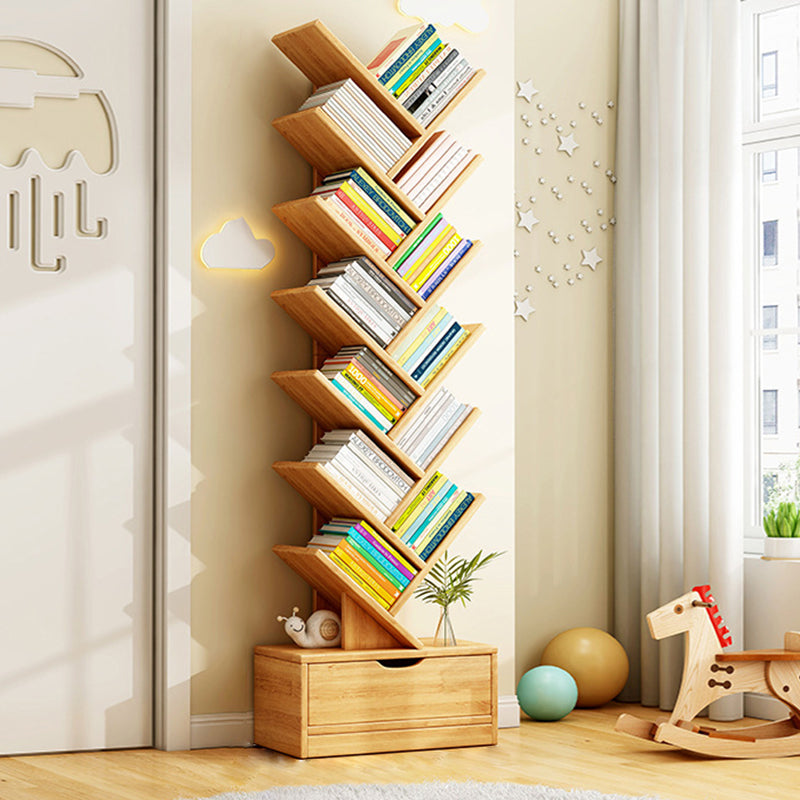 Multi-Tier Wooden Storage Rack 39 in Walnut Finish Open Shelving for Home Office Study Living Room Decorative Display