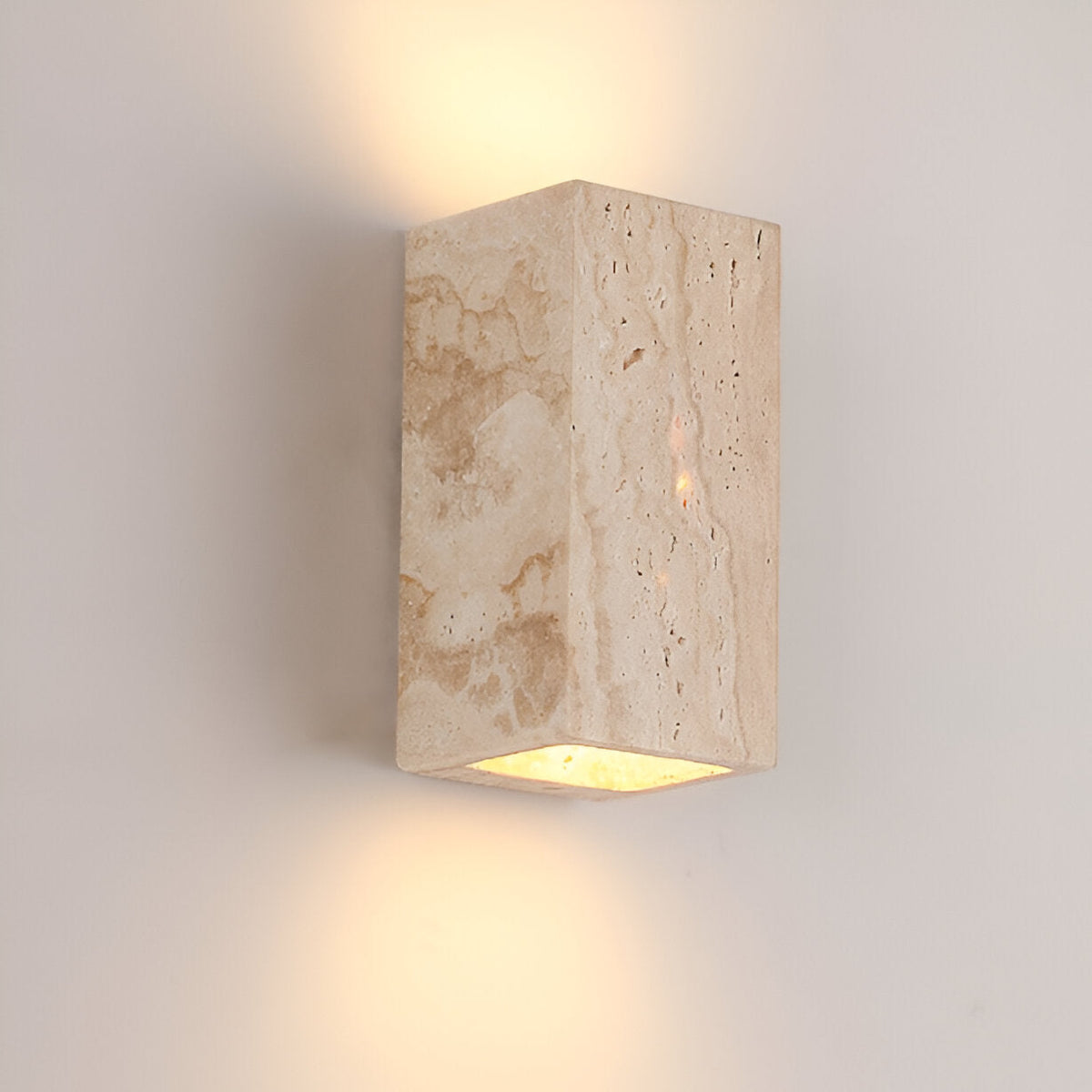 Outdoor LED Sconce Natural Stone Up-Down Light Waterproof Garden Wall Mount Fixture for Patio Entryway Facade 6.3 Inch Travertine Exterior L