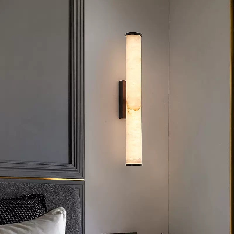 Vertical Stone & Metal Sconce with Soft LED Glow for Bedrooms, Hallways, and Living Rooms – Uplight Design to 31 Inches