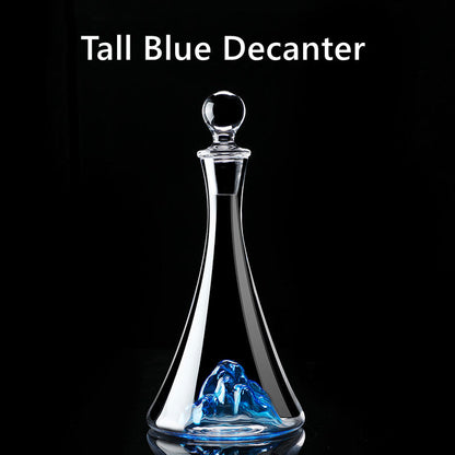 Hand-Painted Stemmed Aerating Decanter & Glassware Set for Red Wine Service | Home Bar & Dining Collection