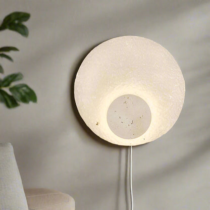 Circular Stone-Effect LED Sconce 12-Inch Diameter Flush-Mount Fixture for Hallways Bedrooms Living Rooms Modern Minimalist Design with Adjus