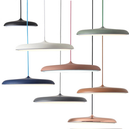 Slimline LED Disc Ceiling Light 10 in Black Metal Acrylic for Kitchen Island Dining Table Contemporary Scandinavian Minimalist Suspended Fix