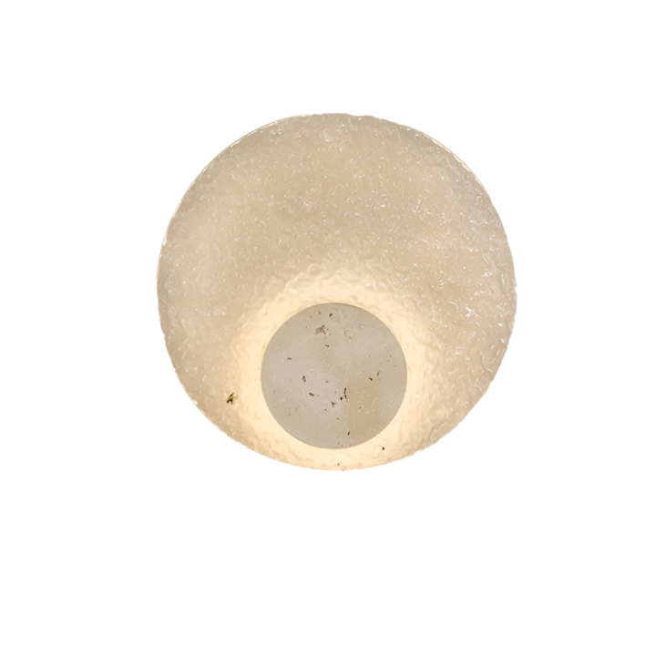 Round Stone Sconce with Acrylic Diffuser 12 Inch LED Warm White or Tri-Color Indoor Accent Light for Bedrooms Entryways Modern Interiors Nat