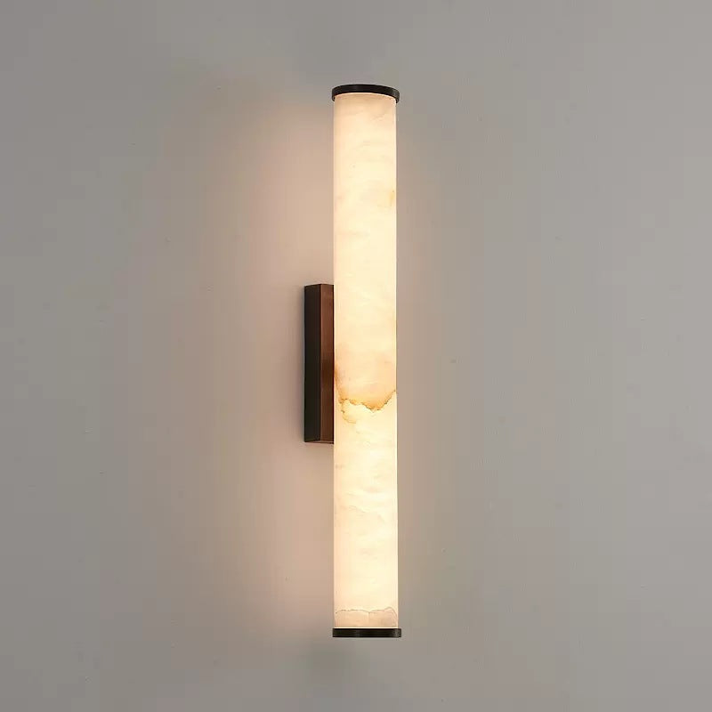Vertical Stone & Metal Sconce with Soft LED Glow for Bedrooms, Hallways, and Living Rooms – Uplight Design to 31 Inches