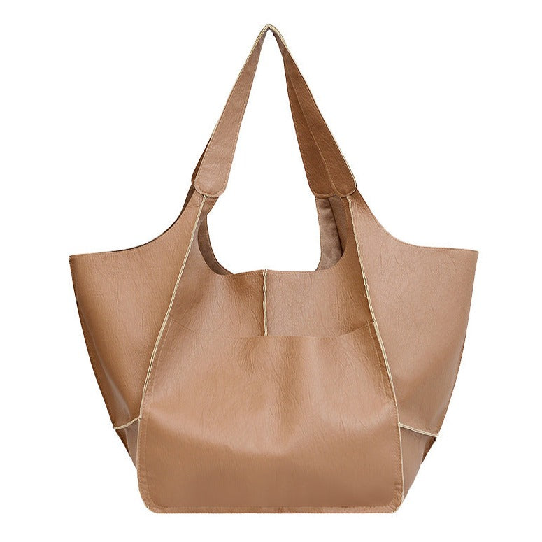 Vegan Leather Shoulder Bag – Lightweight Everyday Tote with Spacious Interior for Work, Travel & Shopping