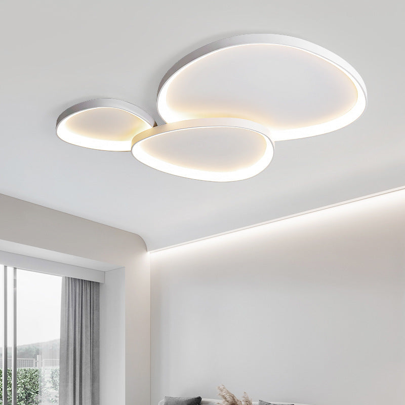 Oval LED Flush Mount Light Fixture 35 in White Aluminum Acrylic for Bedroom Dining Room Living Space Contemporary Low-Profile Overhead Light