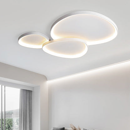 Oval LED Flush Mount Light Fixture 35 in White Aluminum Acrylic for Bedroom Dining Room Living Space Contemporary Low-Profile Overhead Light