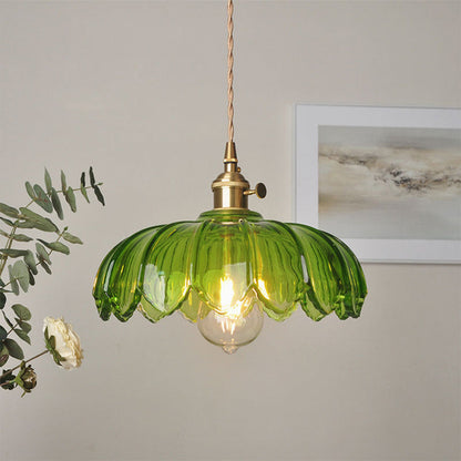 Botanical Glass Drop Light 8 inch Hanging Fixture Warm Ambience Brass Hardware for Countertop Island Breakfast Bar Nook Entryway Foyer Hallw