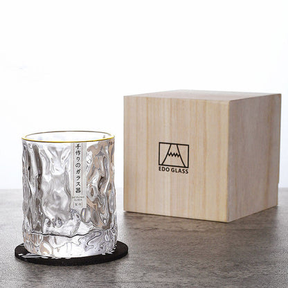 Hand-Cut Crystal Whiskey Glass with Geometric Faceted Design for Spirits & Bourbon