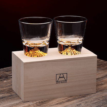 Cut Crystal Rocks Glass for Bourbon & Scotch – Japanese-Inspired Tumbler with Wood Gift Box for Home Bar & Entertaining