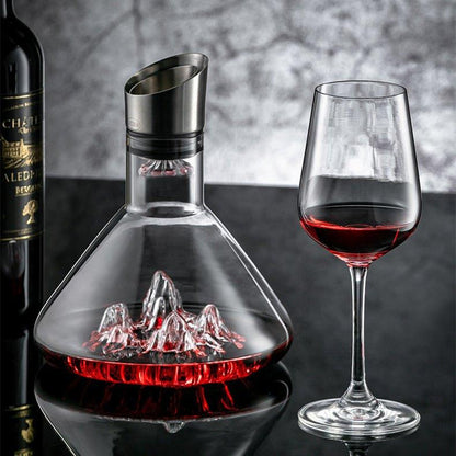 Waterfall-Style Glass Wine Aerator Decanter for Red & White Wine Tasting, Hand-Blown Crystal Pourer for Dinner Parties & Home Bar