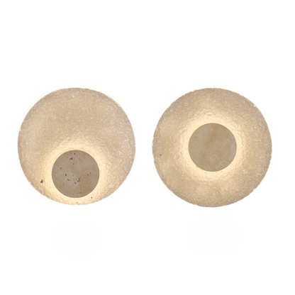 Circular Stone-Effect LED Sconce 12-Inch Diameter Flush-Mount Fixture for Hallways Bedrooms Living Rooms Modern Minimalist Design with Adjus