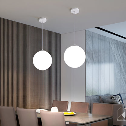 Frosted Glass Globe Hanging Light White Sphere Ceiling Fixture for Kitchen Island Dining Room Bedroom Adjustable Cord Modern Minimalist Desi