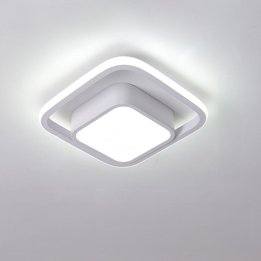 Dual-Loop LED Flush Mount Light Fixture Black Warm Glow for Entryways Contemporary Rooms Apartment Ceilings Low-Profile