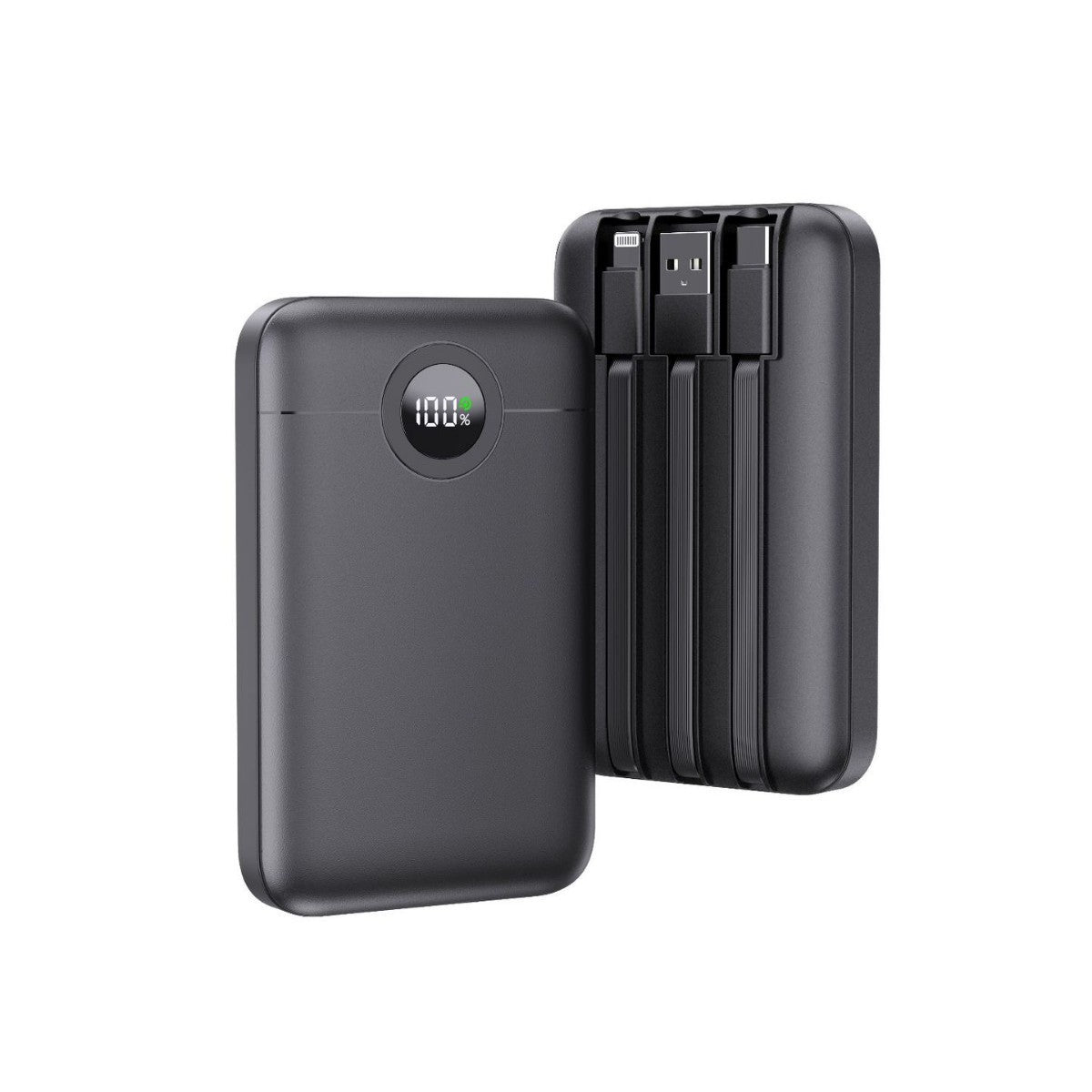 Portable Power Bank with Intelligent Cable Management & LED Display | High Capacity for On-the-Go Charging