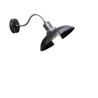 Exterior Iron Sconce Fixture 15 in Black Downlight Bowl Shade for Front Door Patio Walkway Farmhouse Vintage