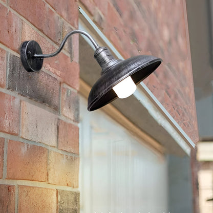 Exterior Iron Sconce Fixture 15 in Black Downlight Bowl Shade for Front Door Patio Walkway Farmhouse Vintage