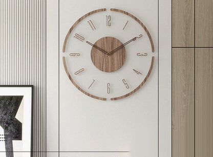 13.8-Inch Round Wooden Wall Clock with Silent Movement – Natural Wood Grain Finish for Living Room, Bedroom, Office – Nordic Minimalist